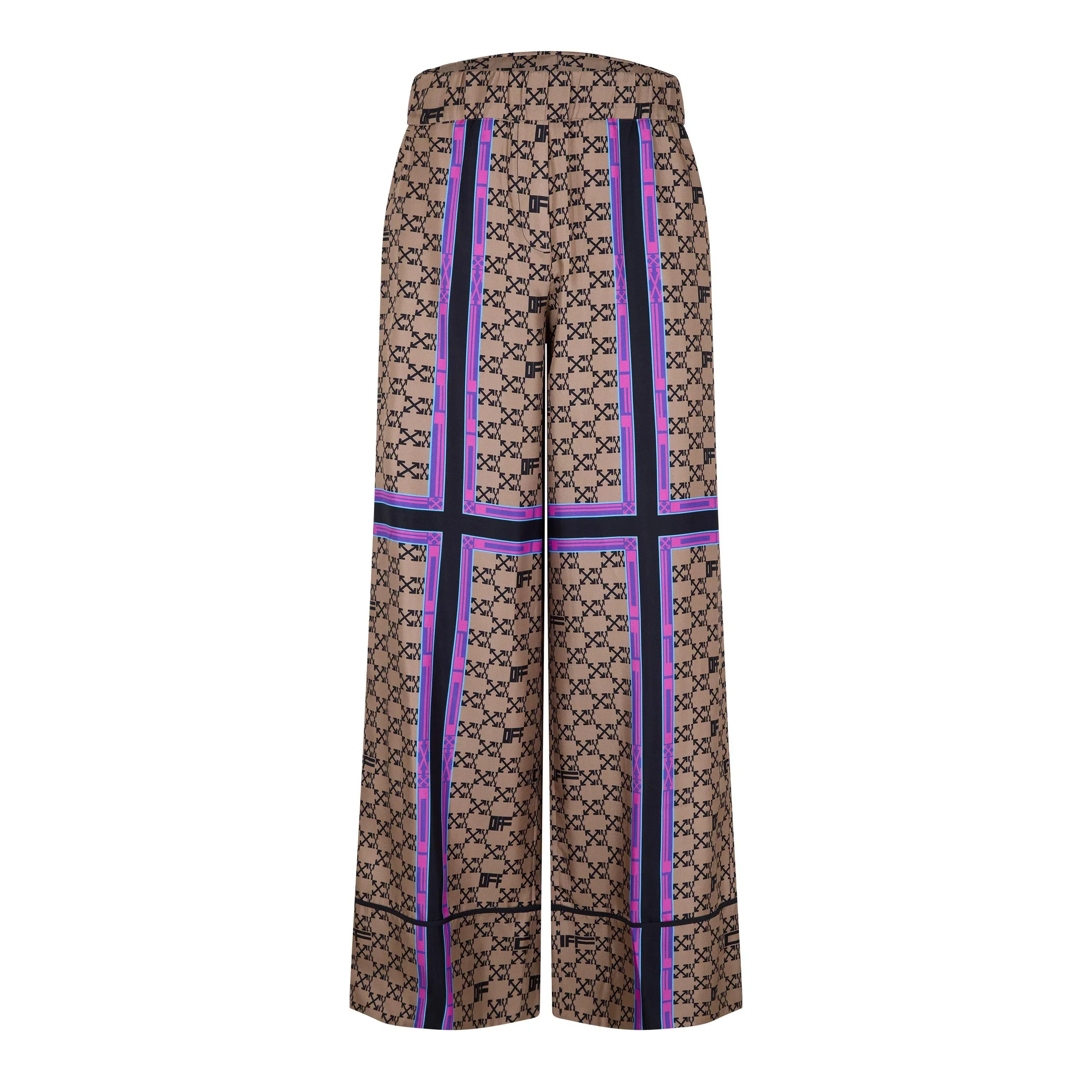 Monogram Silk Wide Leg Pyjama Trousers