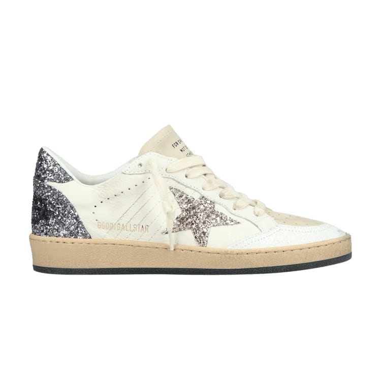 Golden Goose Wmns Ball Star 'White Beige Silver Glitter'