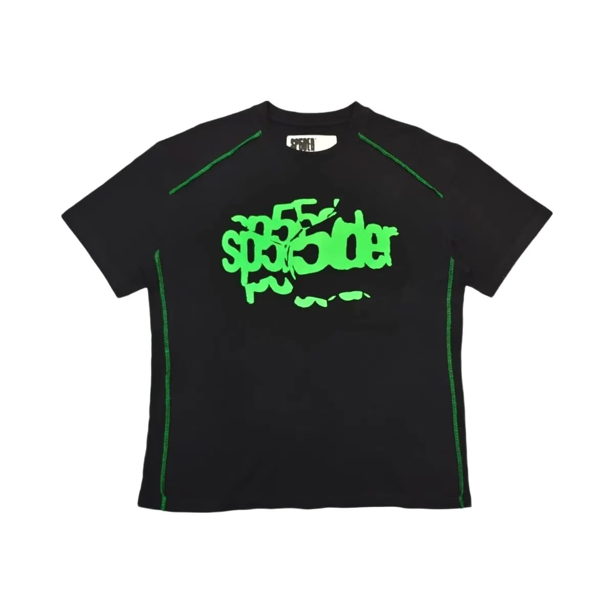 SP5DER Contrast Stitch Slub T-Shirt Black