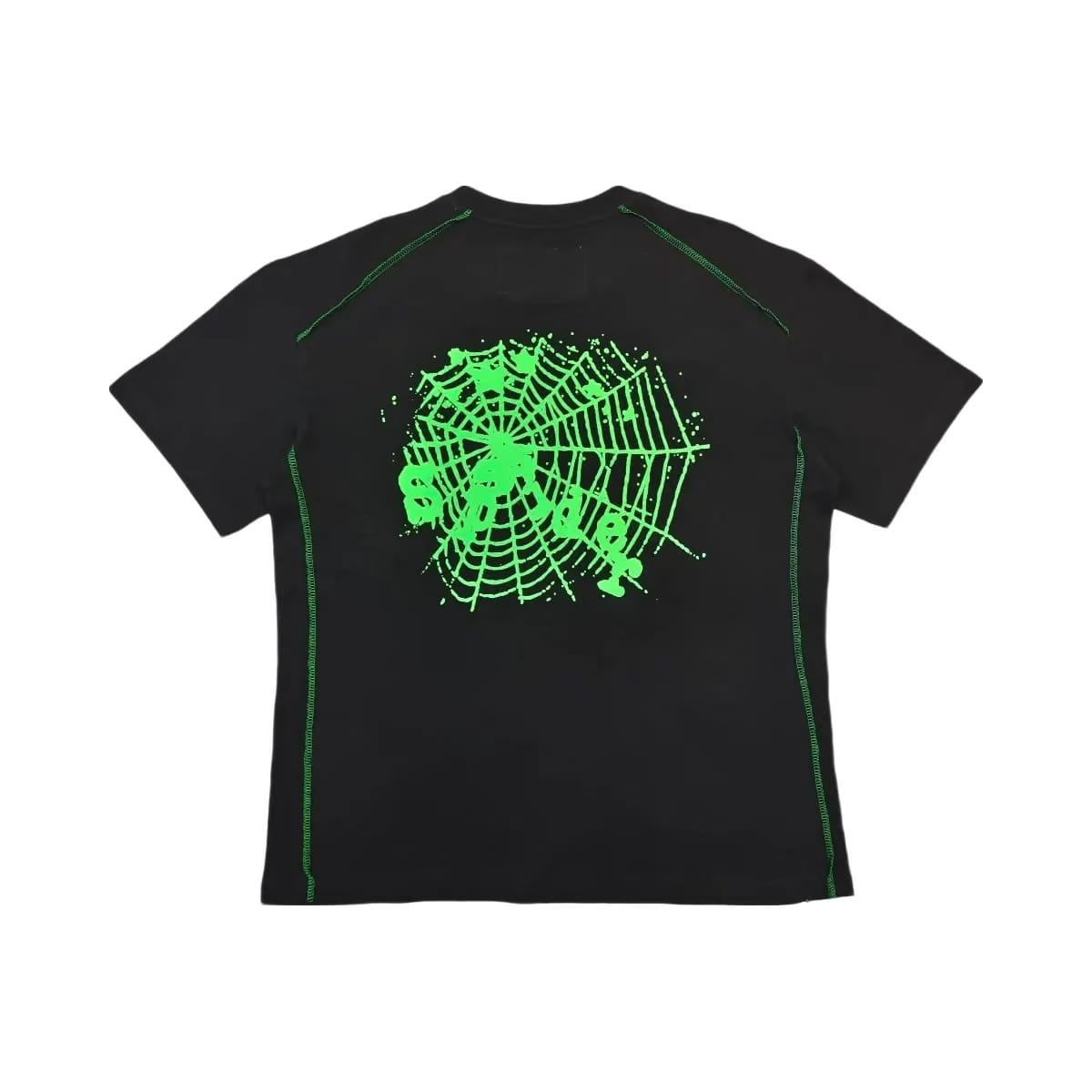 SP5DER Contrast Stitch Slub T-Shirt Black
