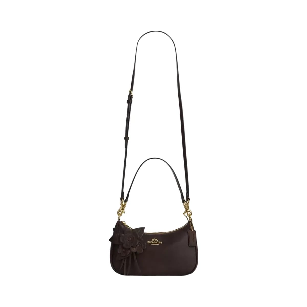 Coach Teri Shoulder Bag With Floral Applique in Gold Maple