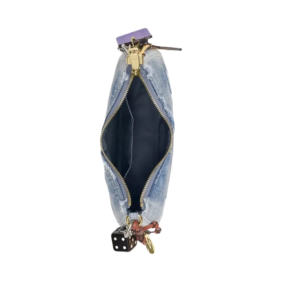 Coach Teri Shoulder Bag In Loved Denim With Charms in Gold Light Indigo