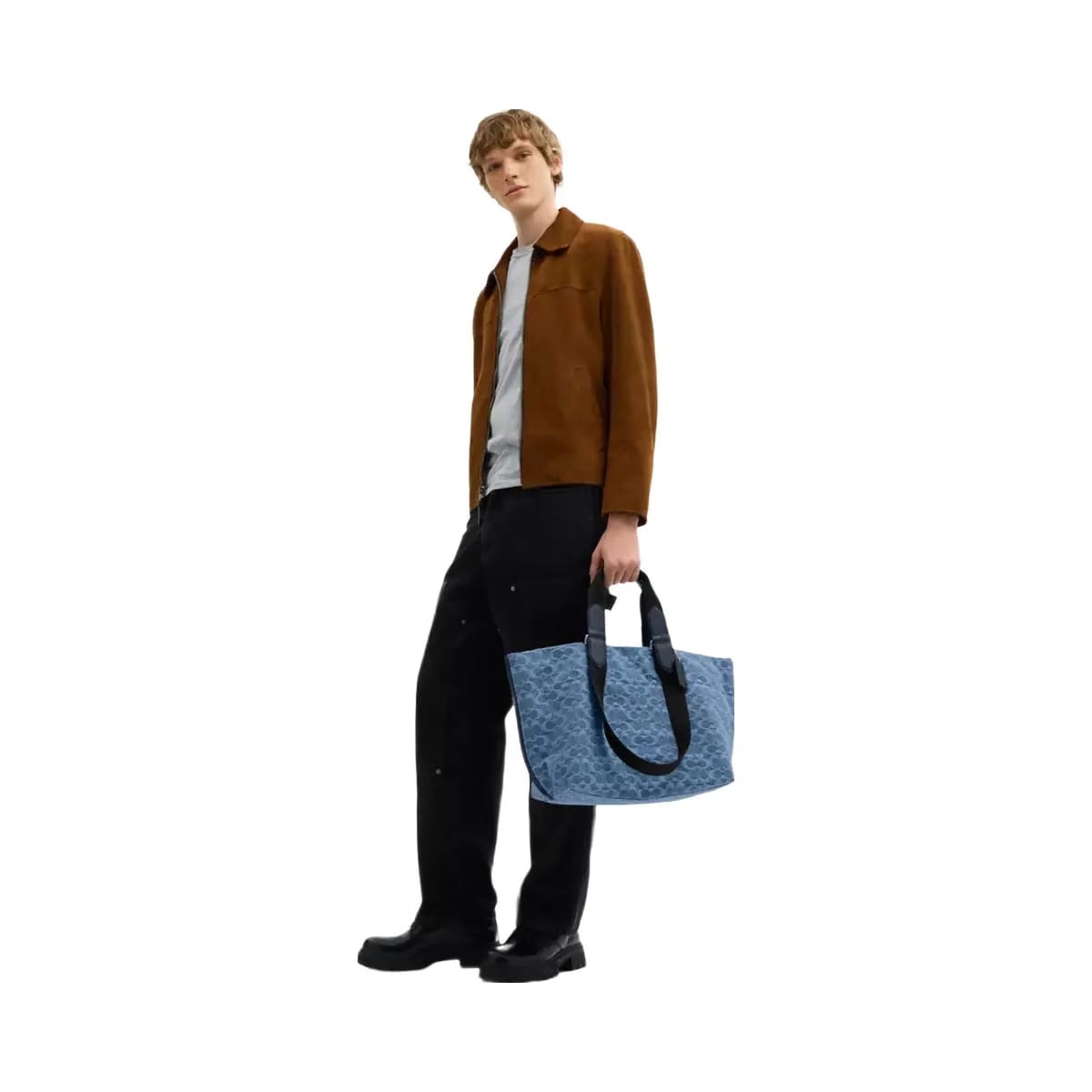 Coach Small Tour Tote Bag In Signature Denim in Silver Denim