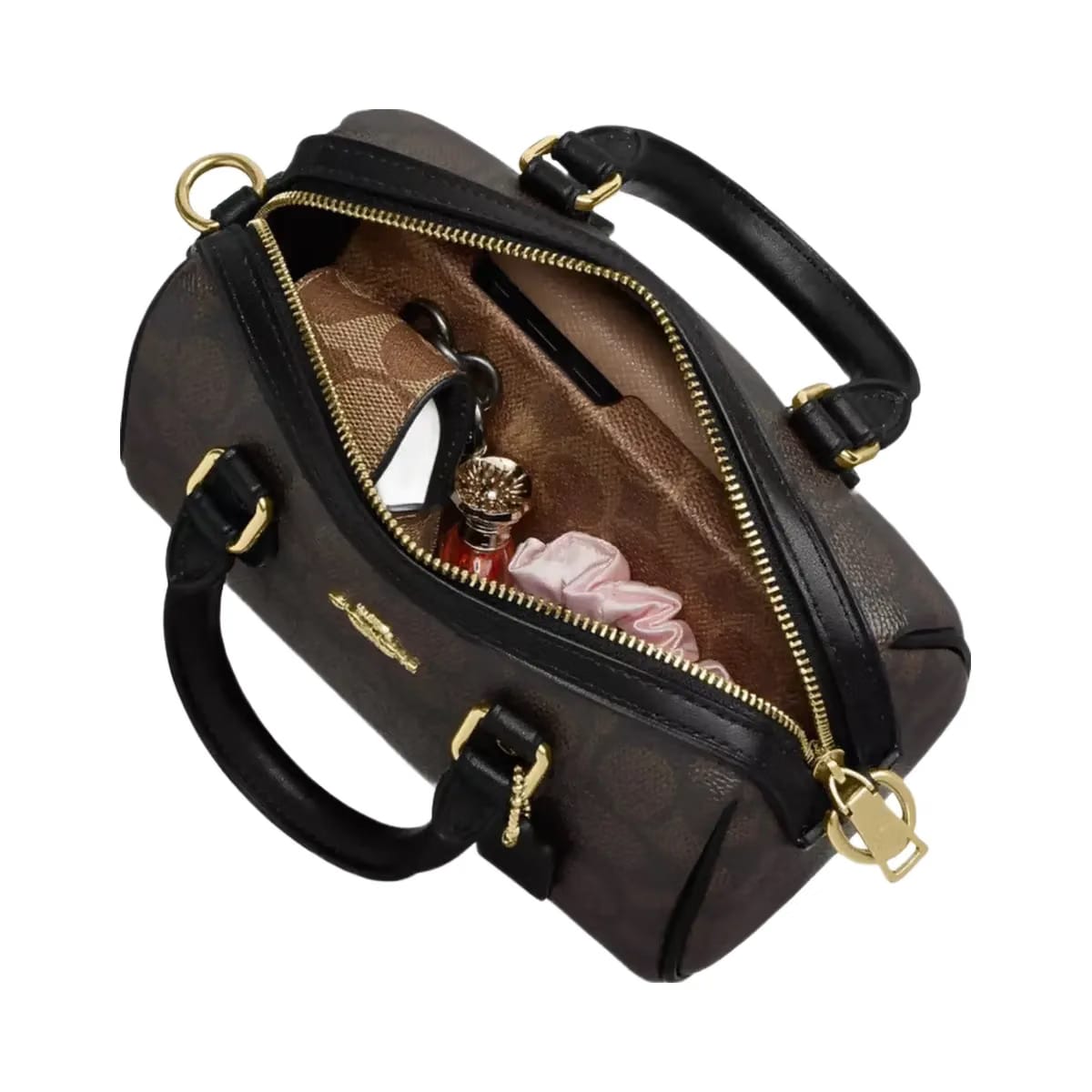 Coach Mini Rowan Crossbody Bag In Signature Leather in Gold Oat