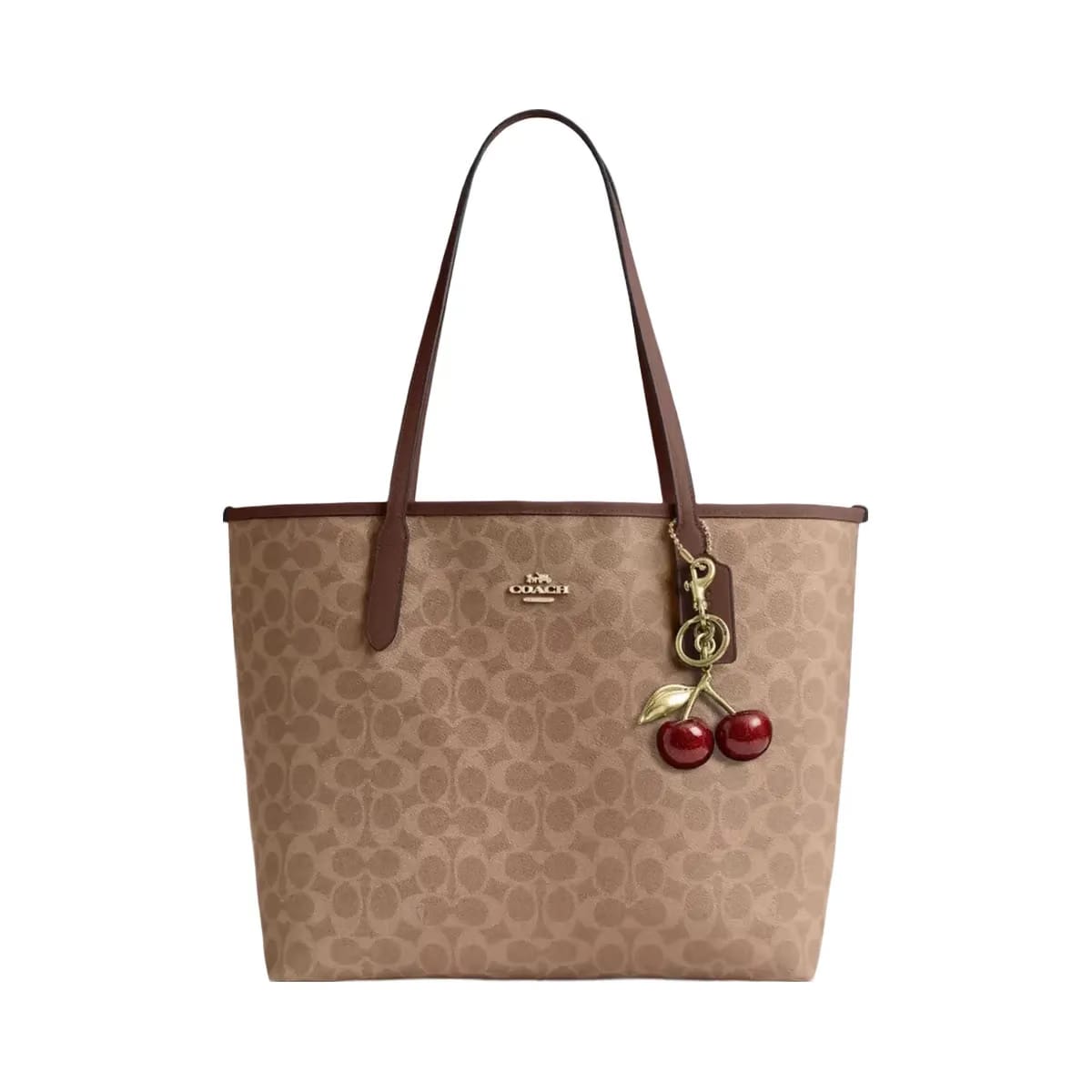 Coach City Tote Bag In Signature Canvas Signature Canvas-Gold-Tan-Brown