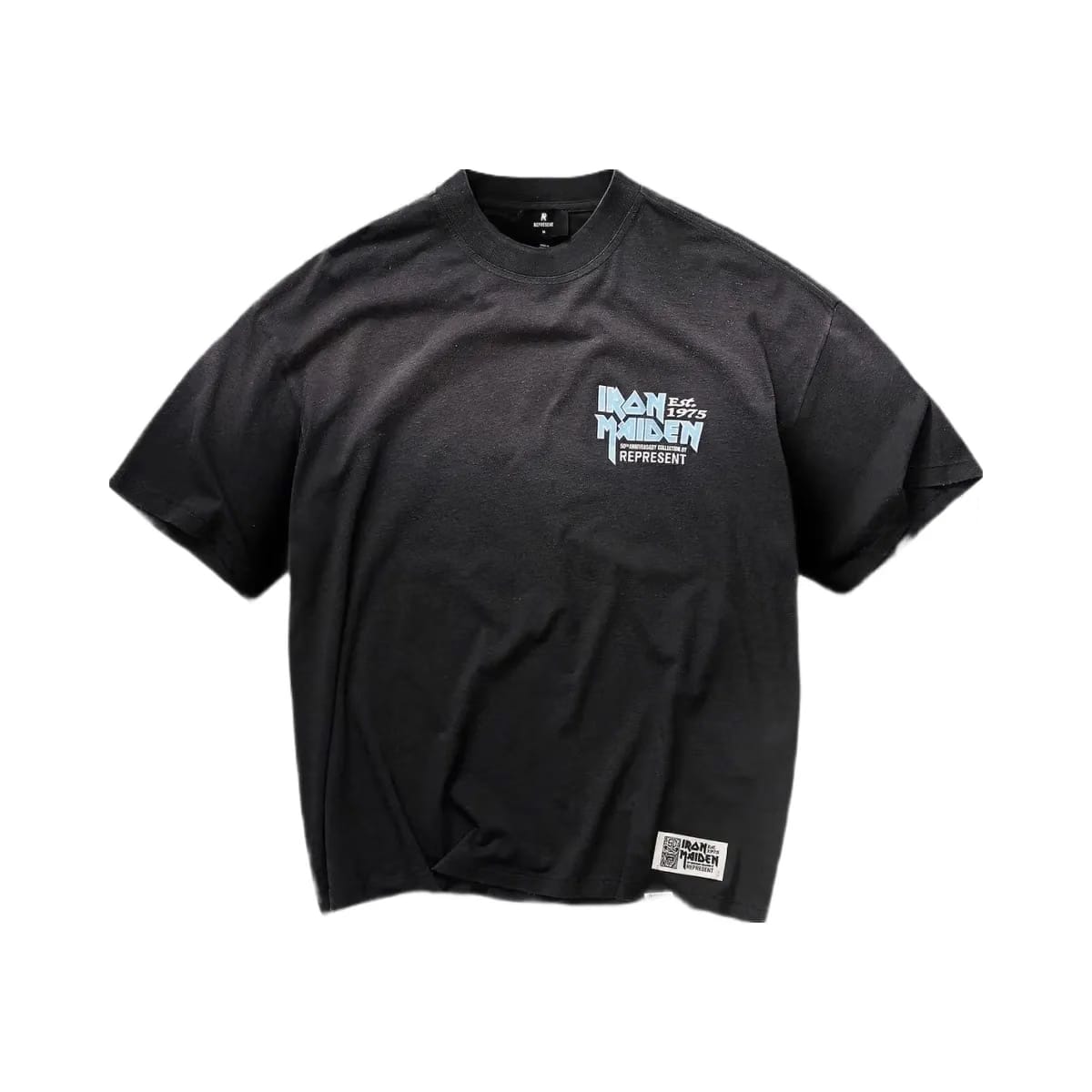 Represent X Iron Maiden Anniversary T Shirt Stained Black