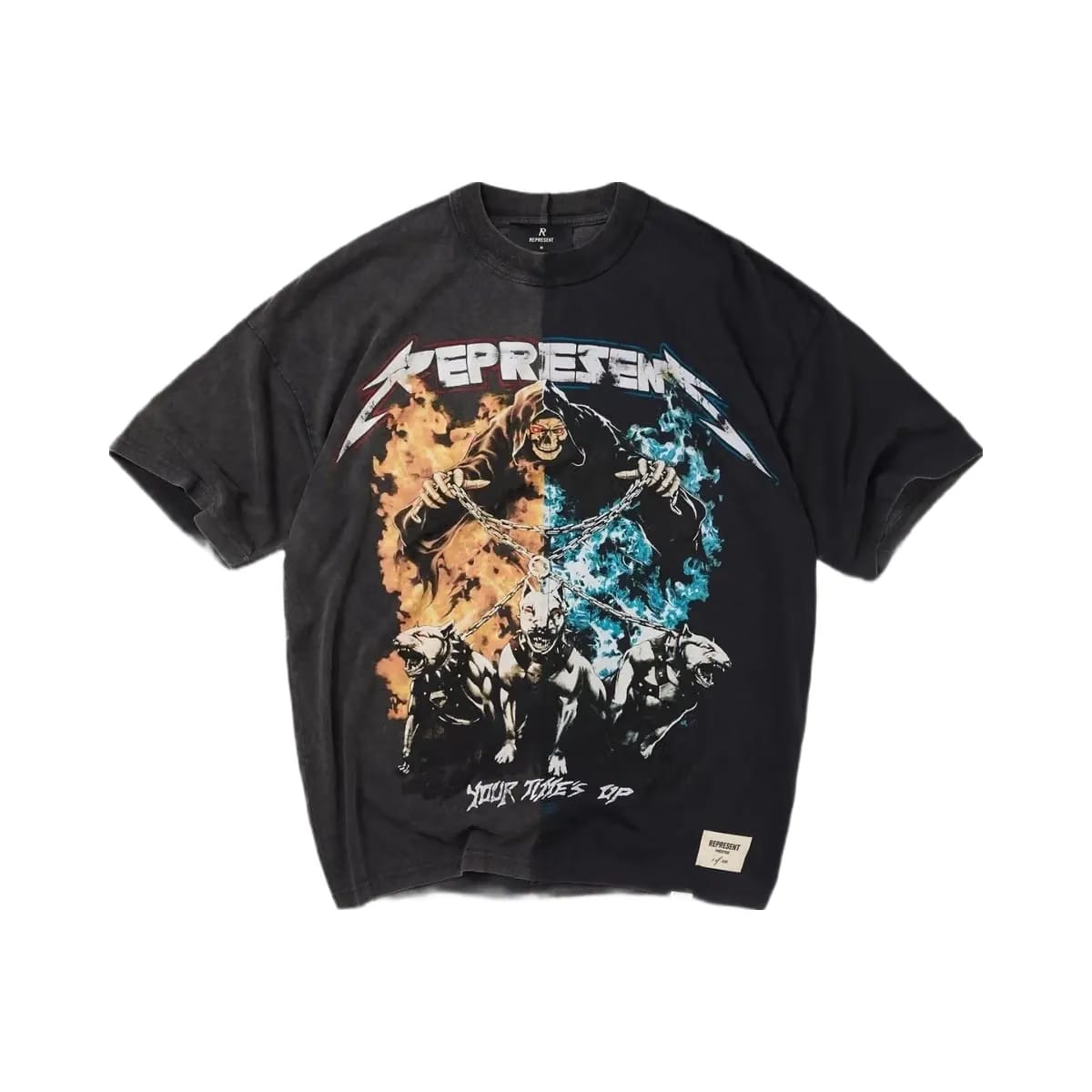 Represent Your Times Up T-Shirt Vintage Grey Vintage Black