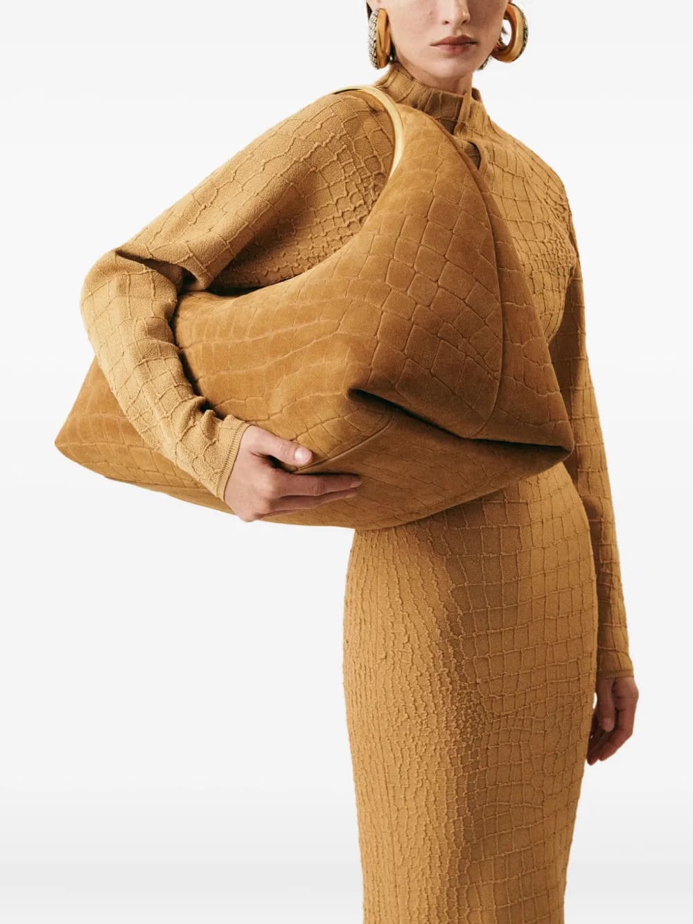 The Calinou crocodile-effect ring-handle tote bag