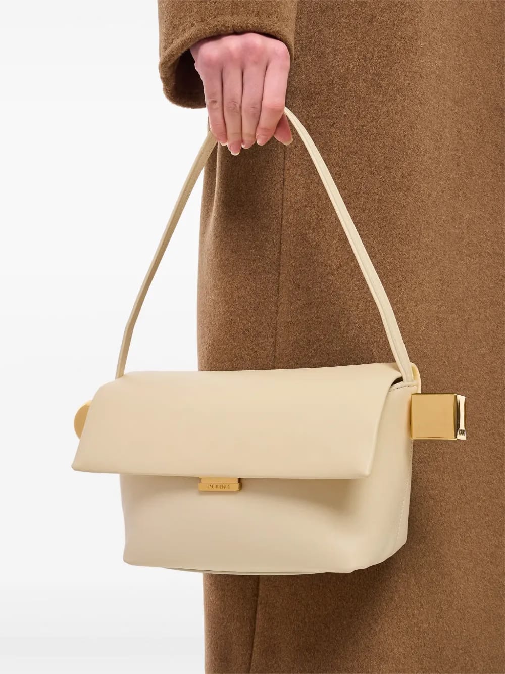 metallic-clasp leather shoulder bag