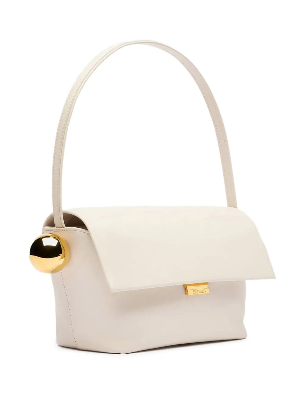 metallic-clasp leather shoulder bag