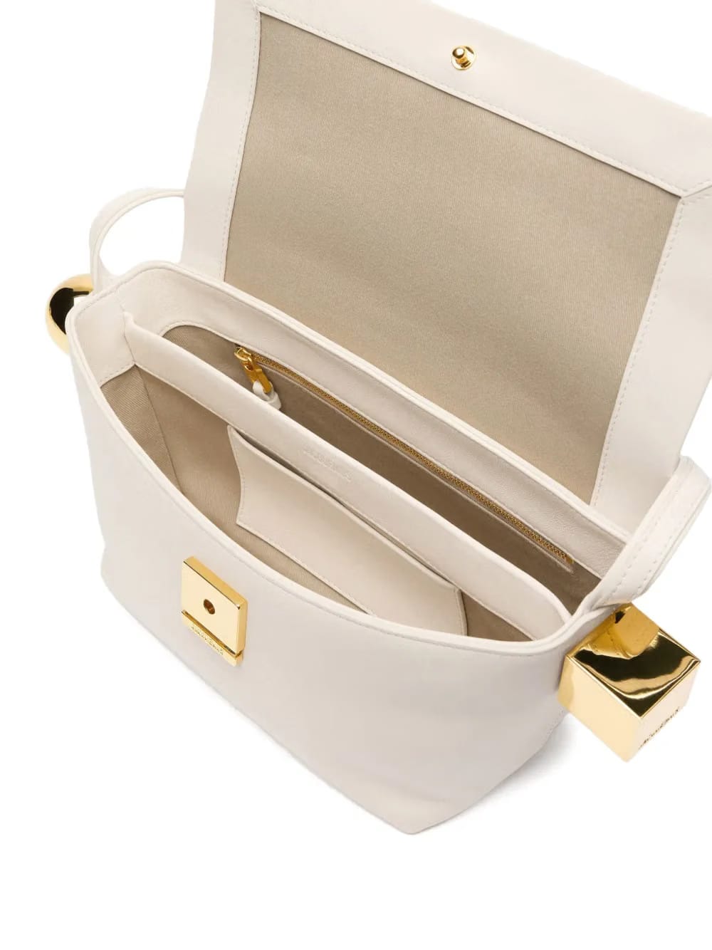 metallic-clasp leather shoulder bag