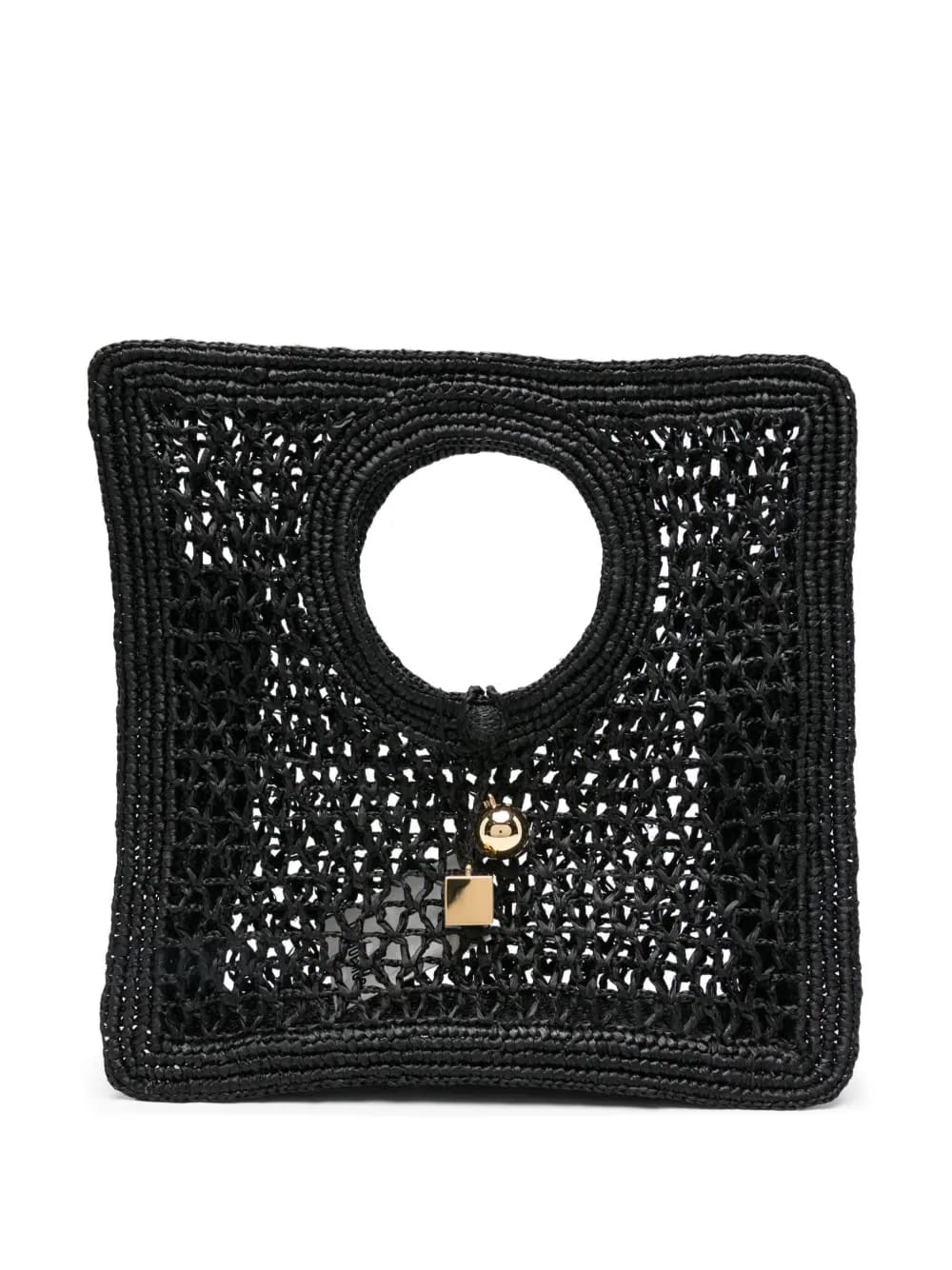 circular-handle raffia tote bag