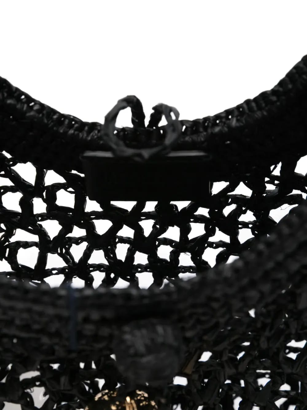 circular-handle raffia tote bag