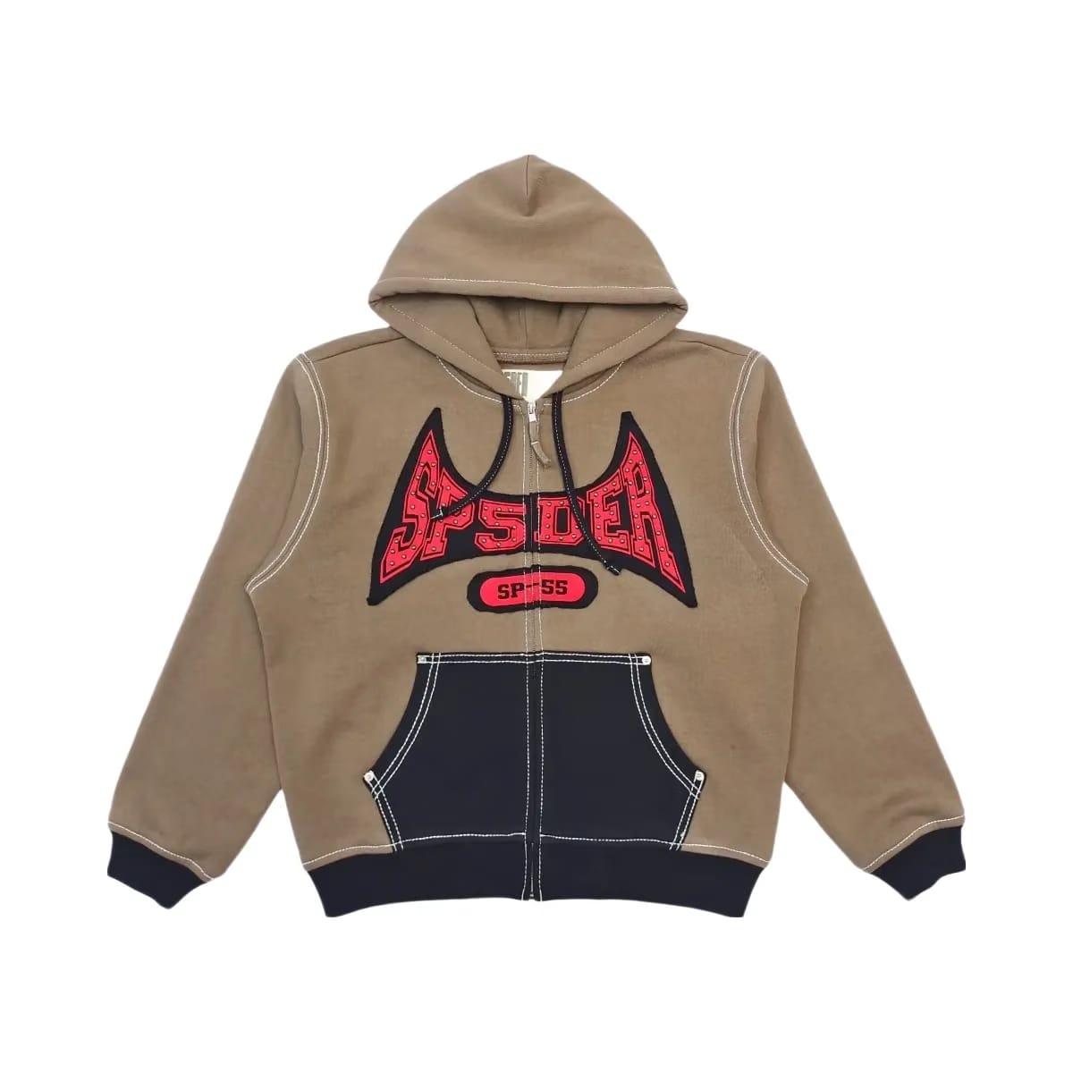 SP5DER T F Zip Hoodie Brown