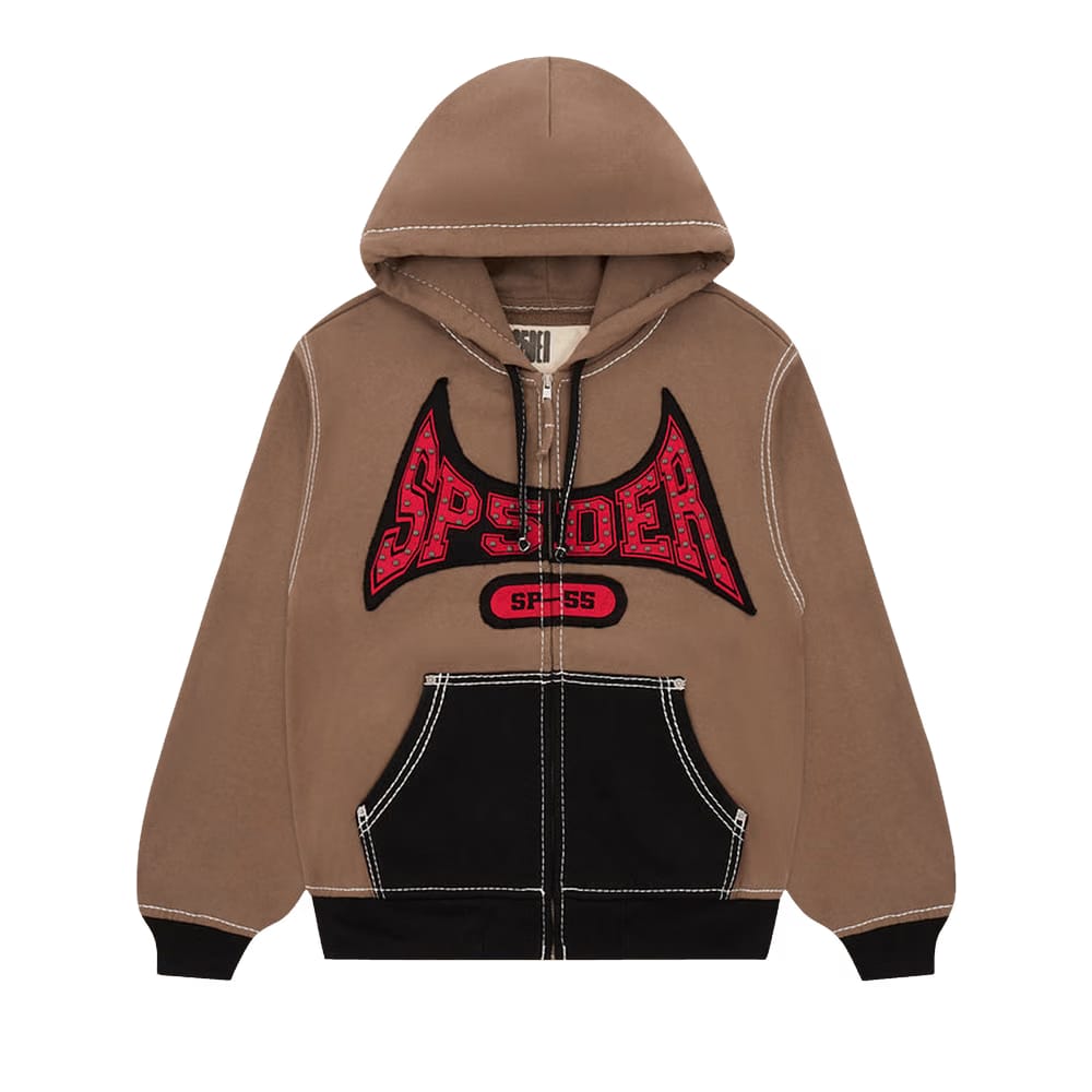 SP5DER T F Zip Hoodie Brown