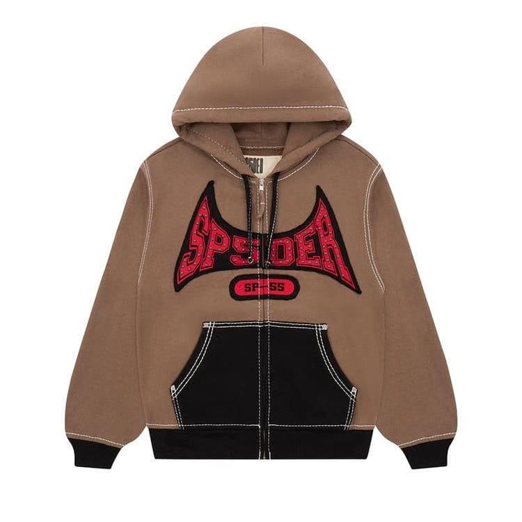 SP5DER T F Zip Hoodie Brown