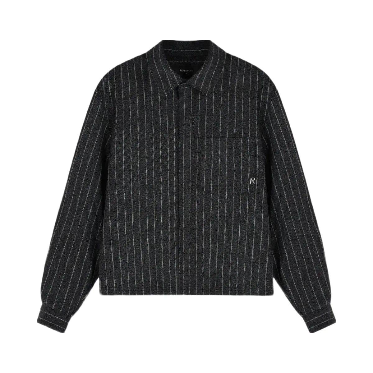 Represent Cropped Dress Shirt Black Pinstripe