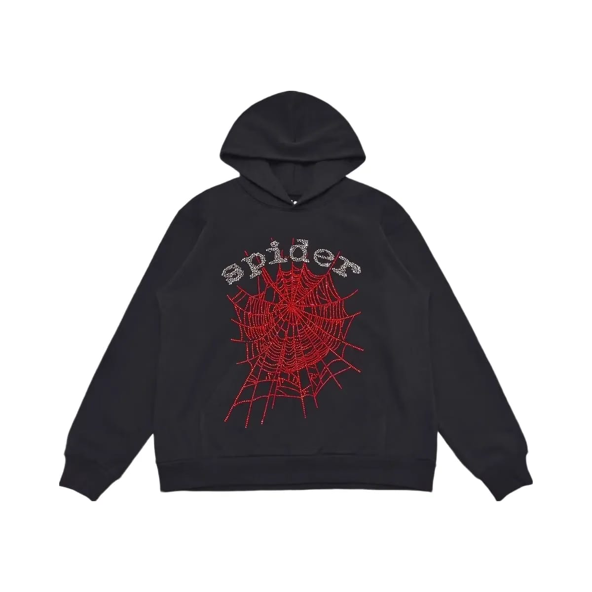 SP5DER Og Rhinestone Logo Hoodie Black