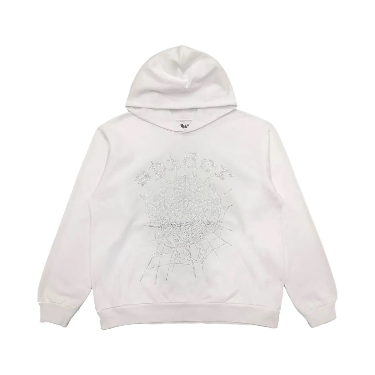 SP5DER Og Rhinestone Logo Hoodie White