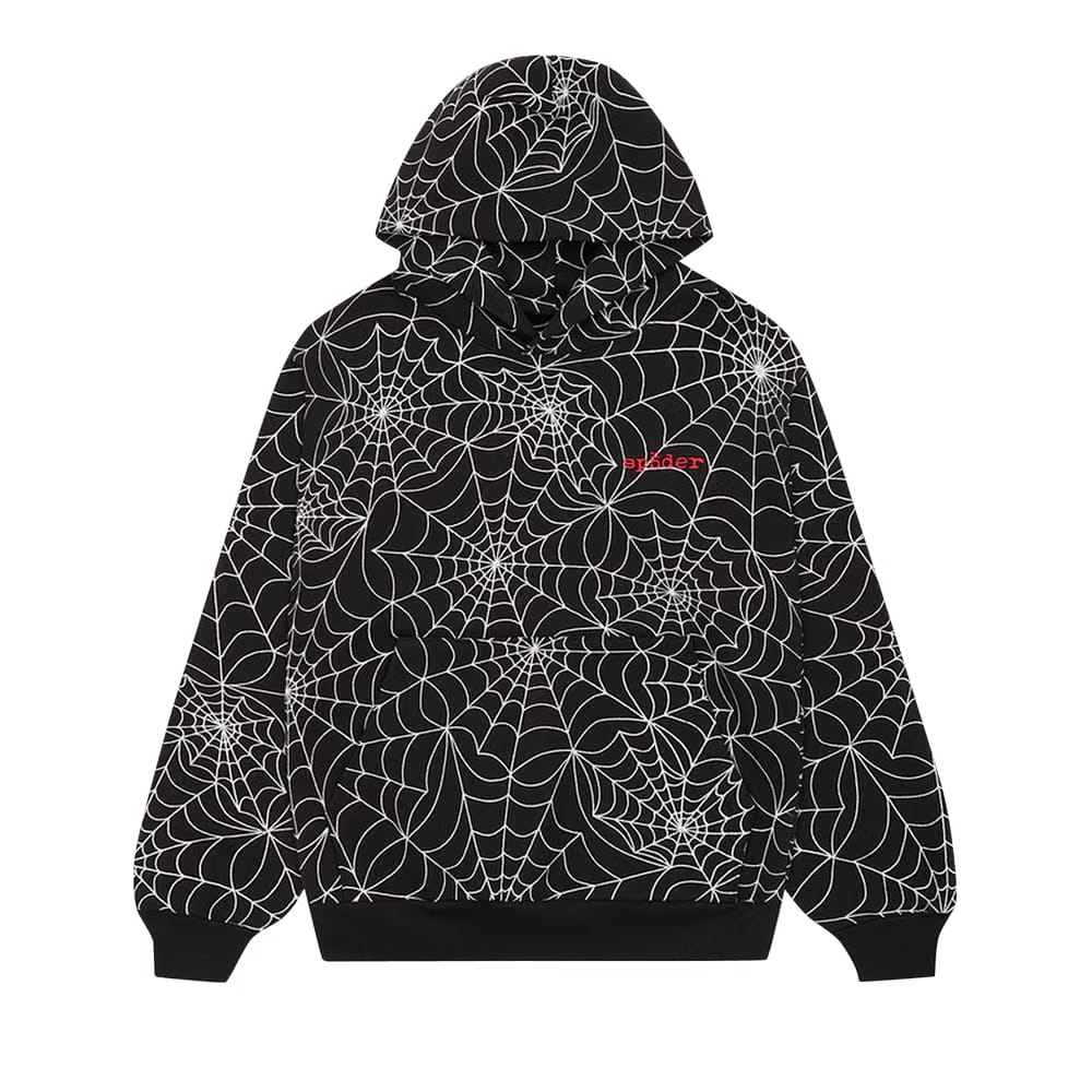 Sp5Der Embroidered AOP Hoodie Black