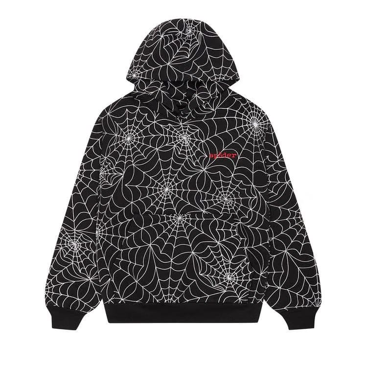 Sp5Der Embroidered AOP Hoodie Black