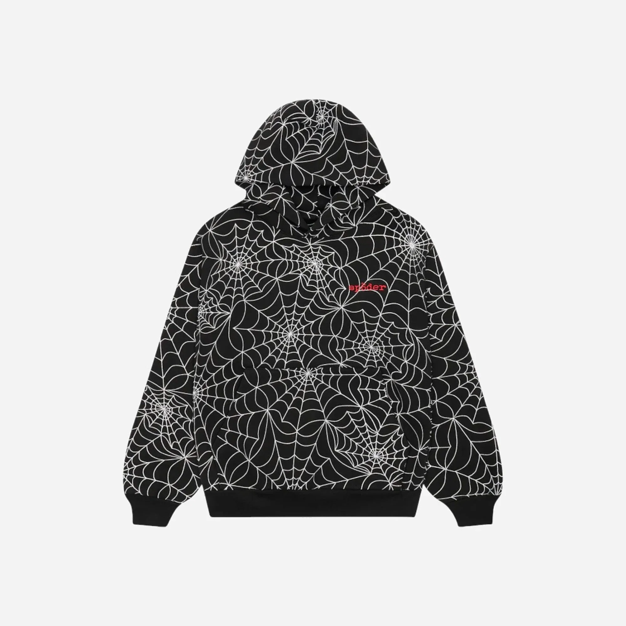Sp5Der Embroidered AOP Hoodie Black