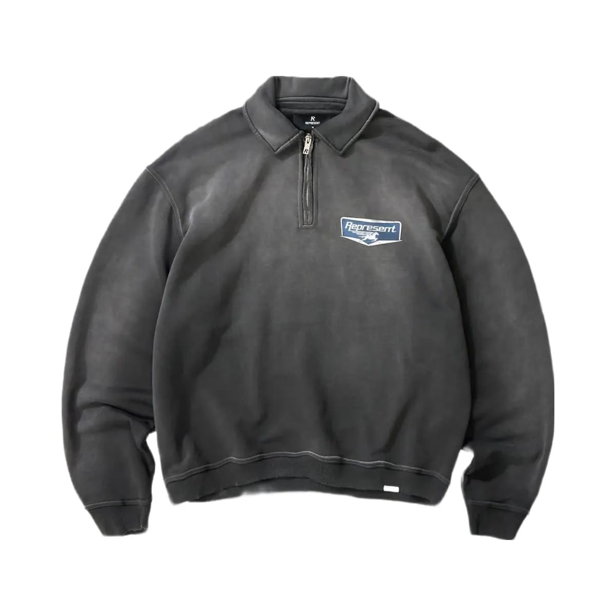 Represent Nothing Faster Quarter Zip Sweatshirt Stained Black