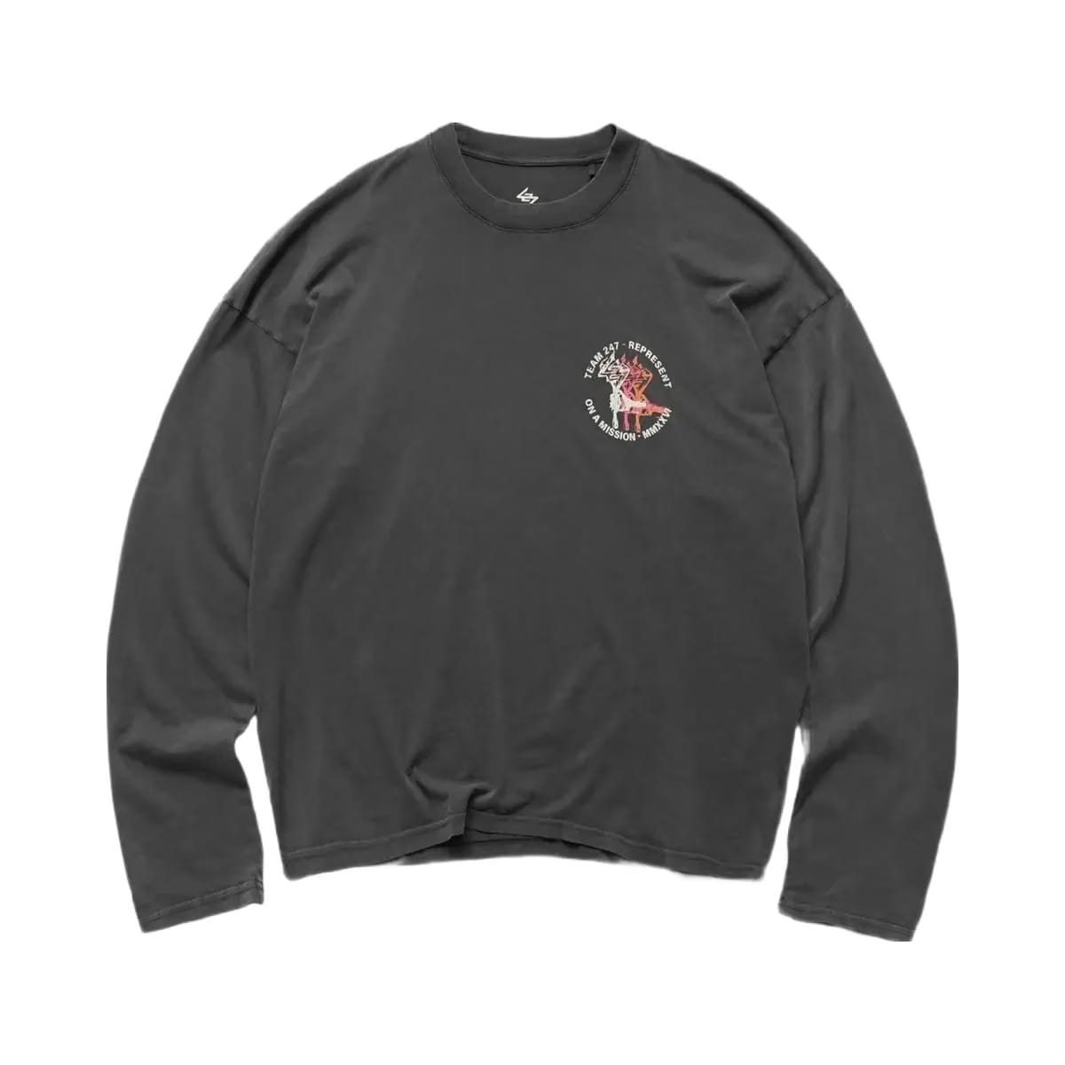 Represent 247 Torch Boxy Long Sleeve T-Shirt Washed Black
