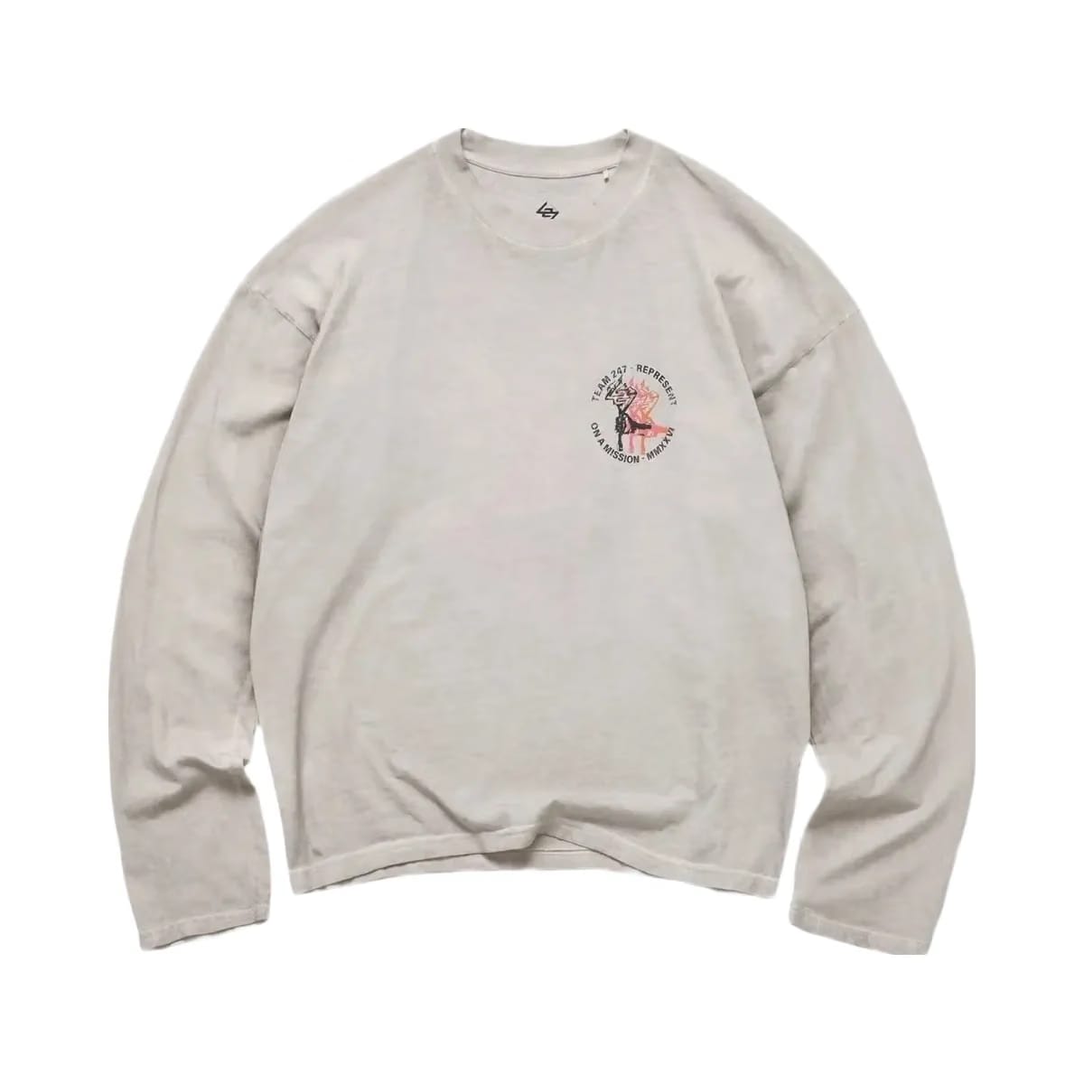 Represent 247 Torch Boxy Long Sleeve T-Shirt Bleach Wash