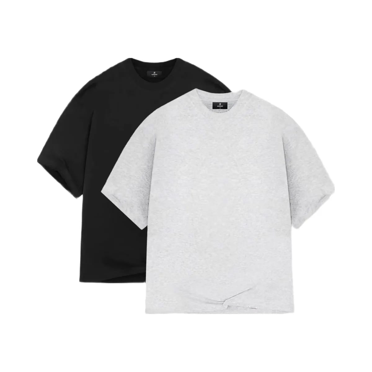 Represent 2 X Initial Boxy T Shirt Black Ice Grey Marl
