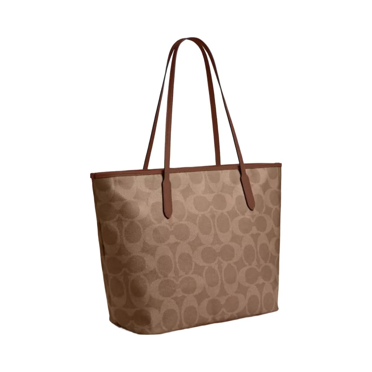 Coach Large City Tote Bag In Maxi Signature Canvas in Gold Tan Brown