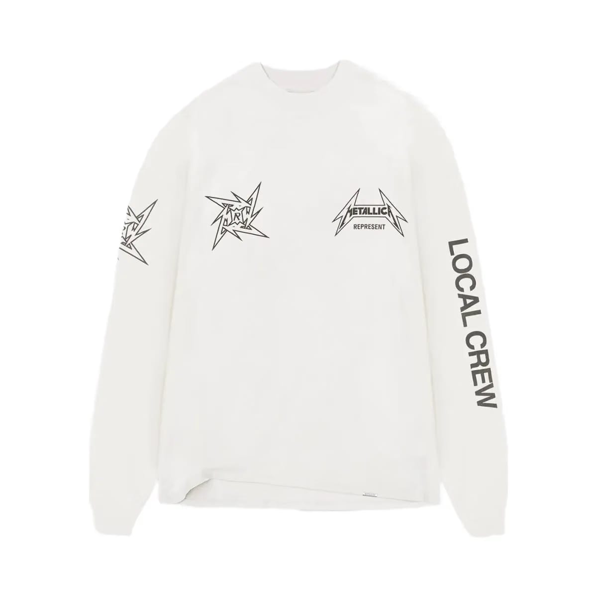 Represent X Metallica Local Crew Long Sleeve T Shirt Flat White