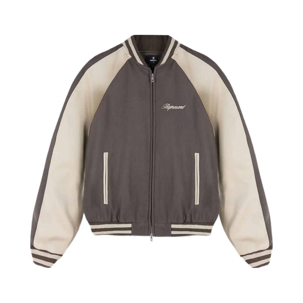 Represent Raglan Varsity Jacket Stone
