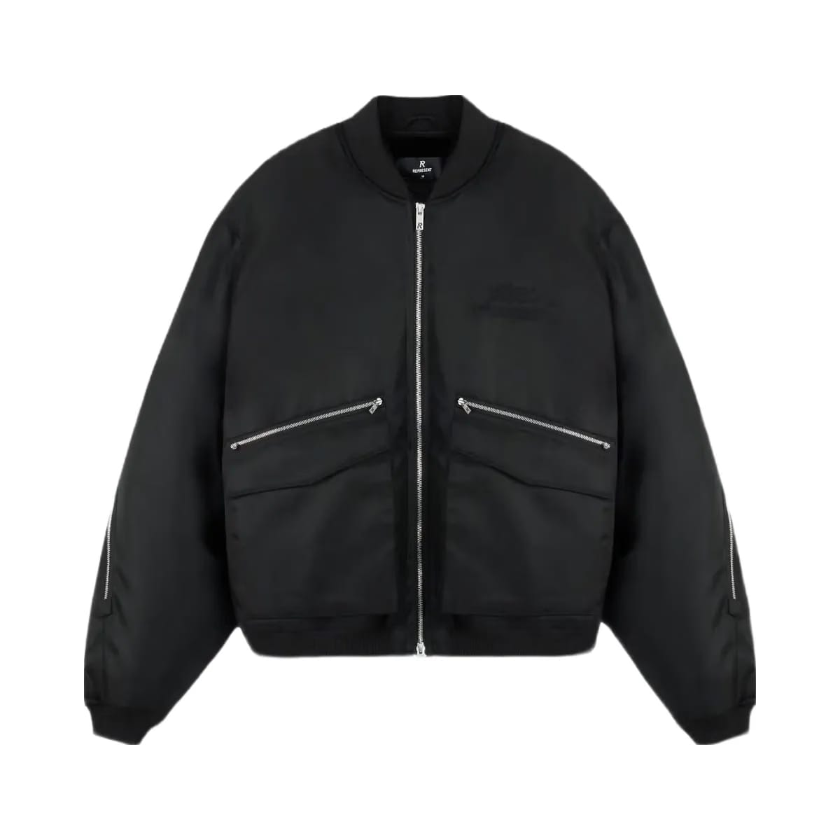 Represent Zip Back Bomber Jacket Jet Black