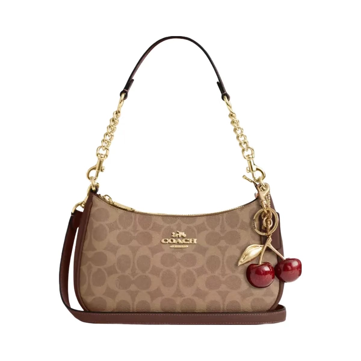 Coach Teri Shoulder Bag In Signature Canvas in Gold Tan Brown