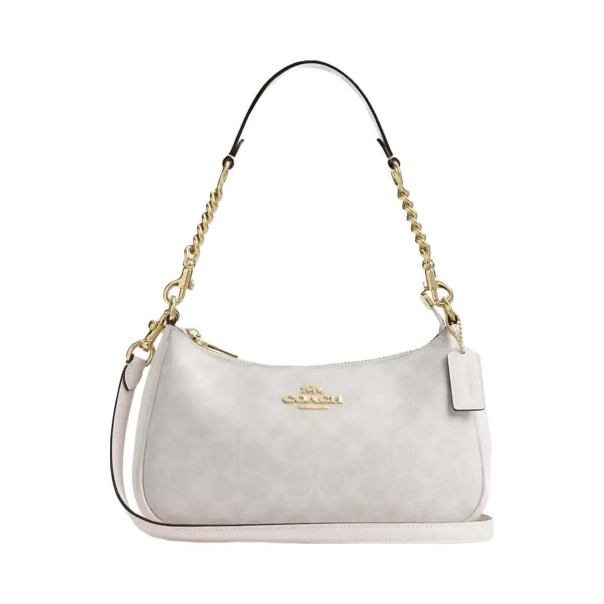 Coach Teri Shoulder Bag In Signature Canvas in Gold White Chalk