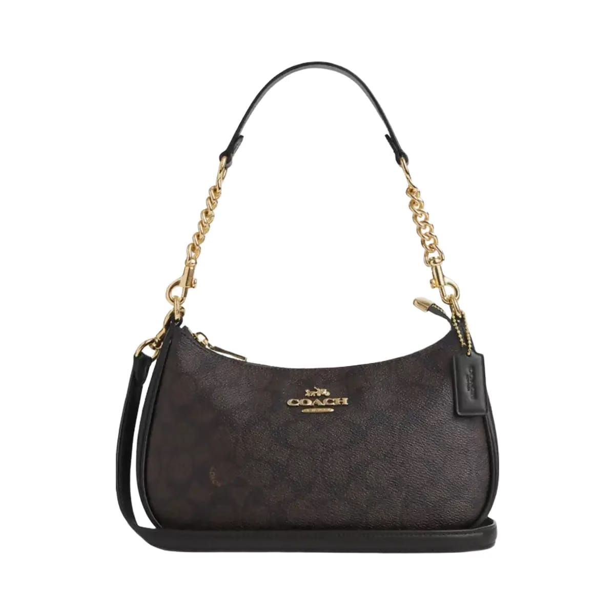 Coach Teri Shoulder Bag In Signature Canvas Signature Canvas-Gold-Walnut-Black
