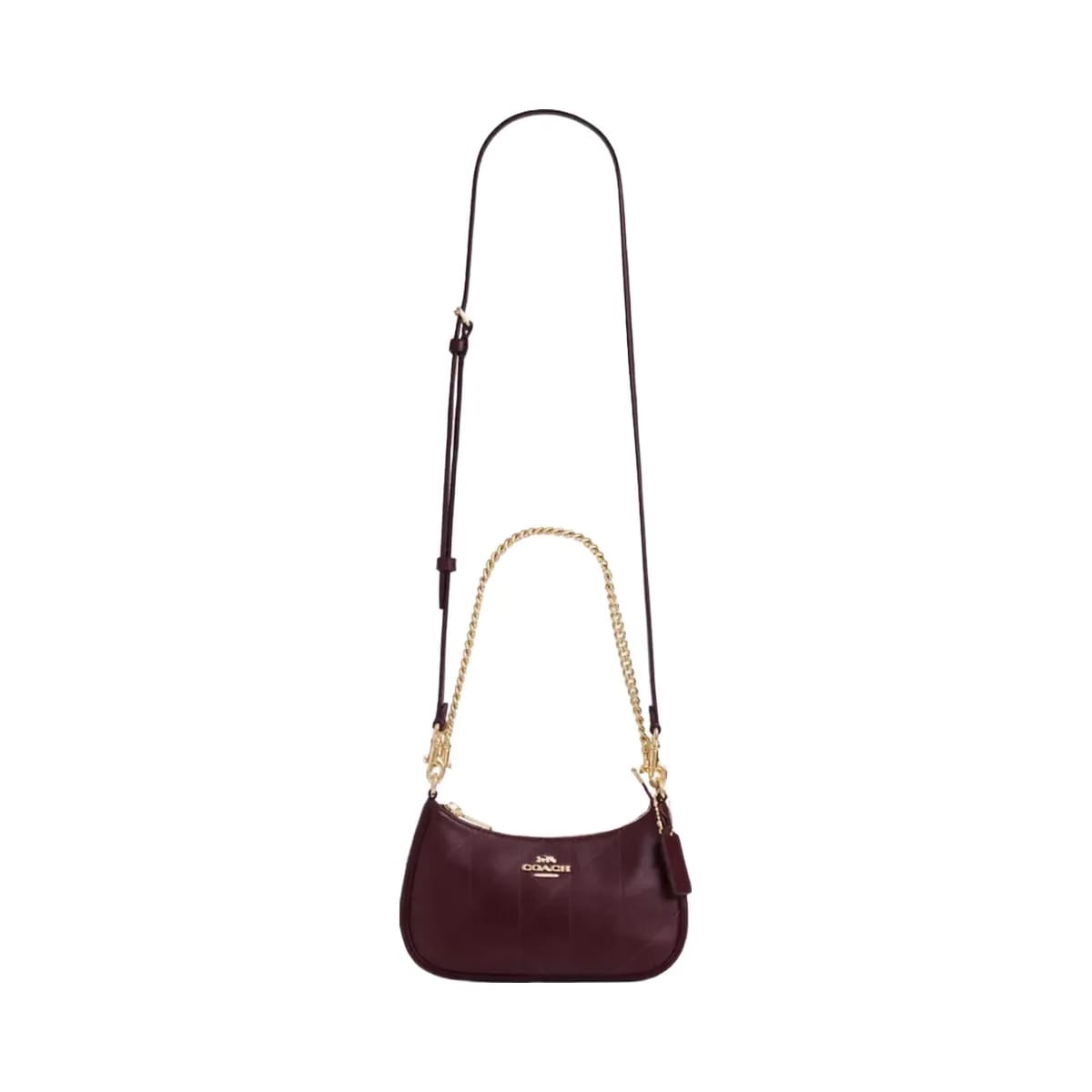 Coach Teri Mini Crossbody Bag With Quilting in Gold Dark Wine