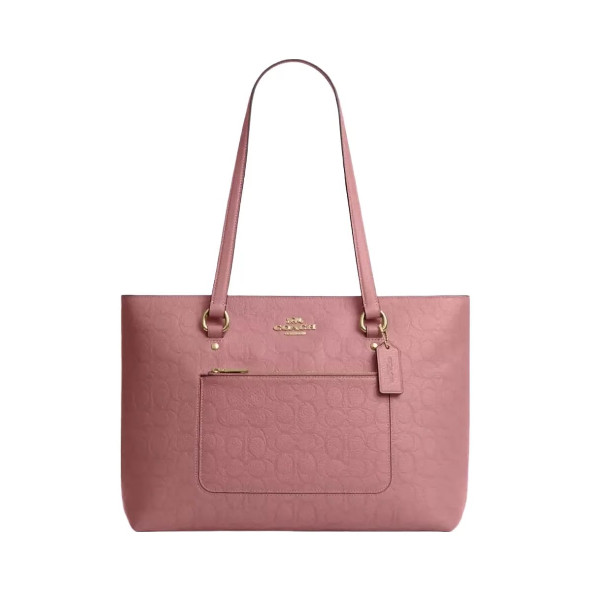 Coach Station Tote Bag In Signature Leather in Gold Peony