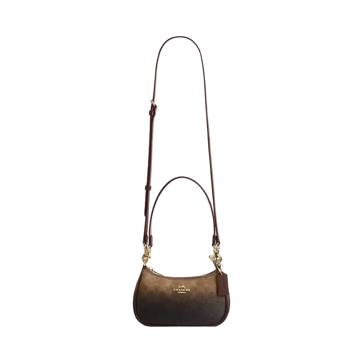 Coach Teri Mini Crossbody Bag In Ombre Signature Canvas in Gold Brown