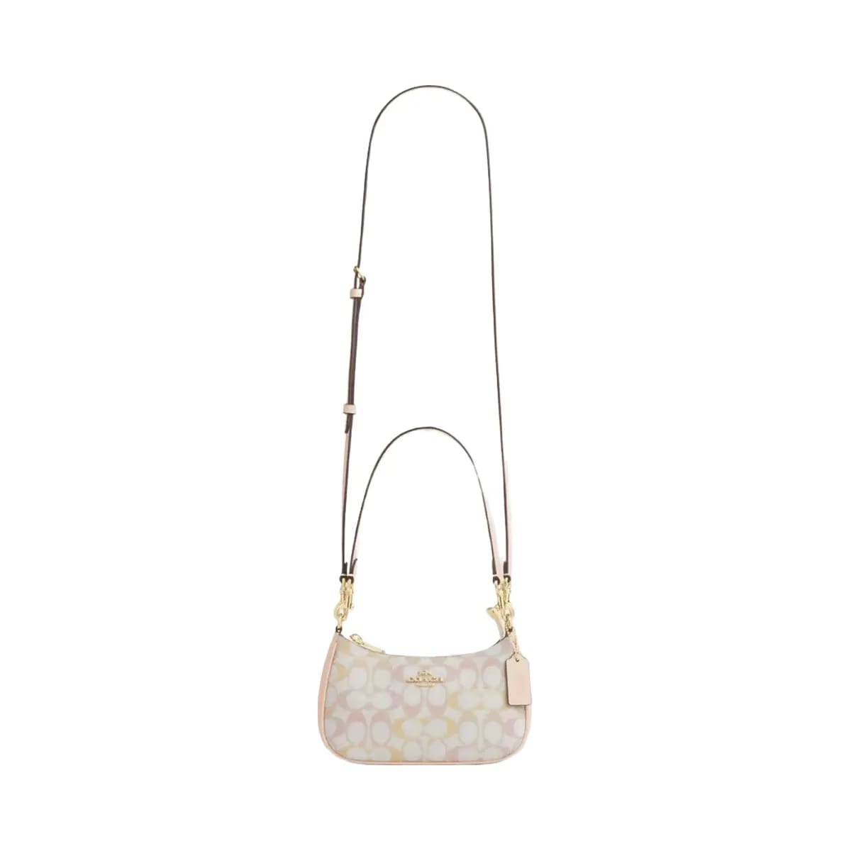 Coach Teri Mini Crossbody Bag In Signature Canvas in Gold Chalk Pink