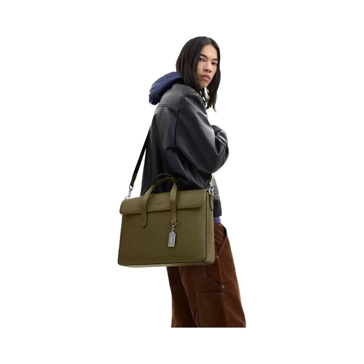 Coach Sullivan Portfolio Brief in Silver Olive