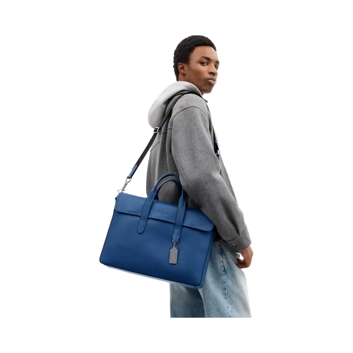Coach Sullivan Portfolio Brief in Silver True Blue