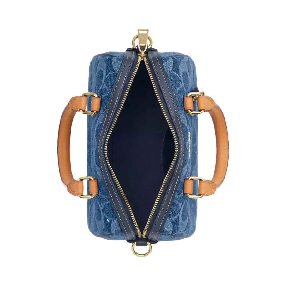 Coach Mini Rowan Crossbody Bag In Signature Denim in Gold Indigo