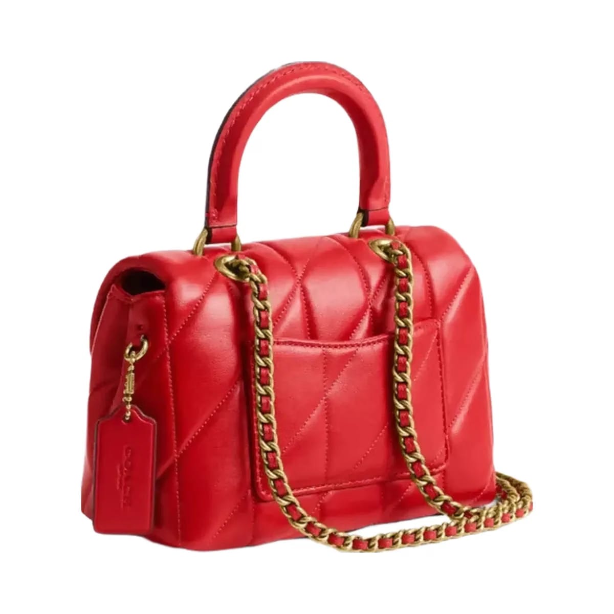 Coach Tabby Top Handle Bag With Quilting in Brass Candy Apple