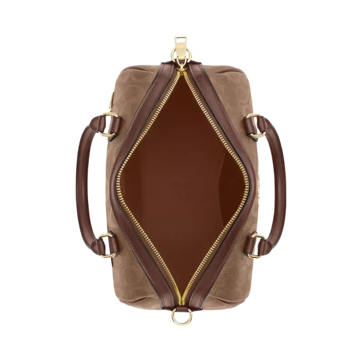Coach Rowan Satchel Bag In Signature Canvas in Gold Tan Brown