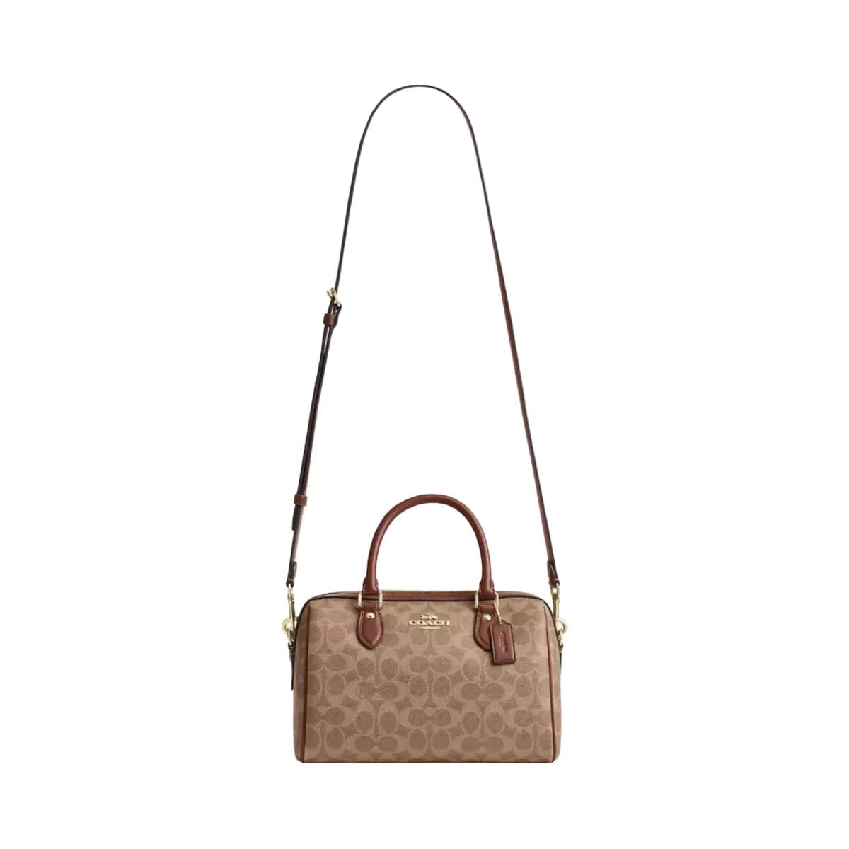 Coach Rowan Satchel Bag In Signature Canvas in Gold Tan Brown