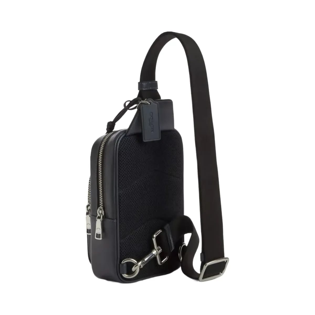 Coach Racer Sling Pack In Signature Canvas With Charms in Silver Denim Chalk