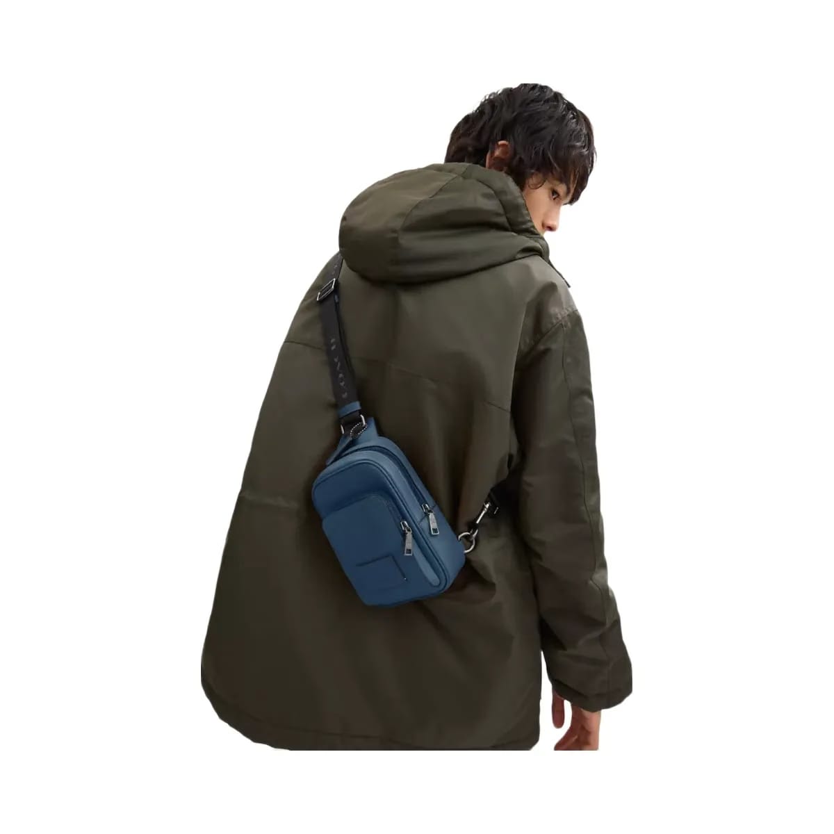 Coach Racer Sling Pack in Silver Dark Denim