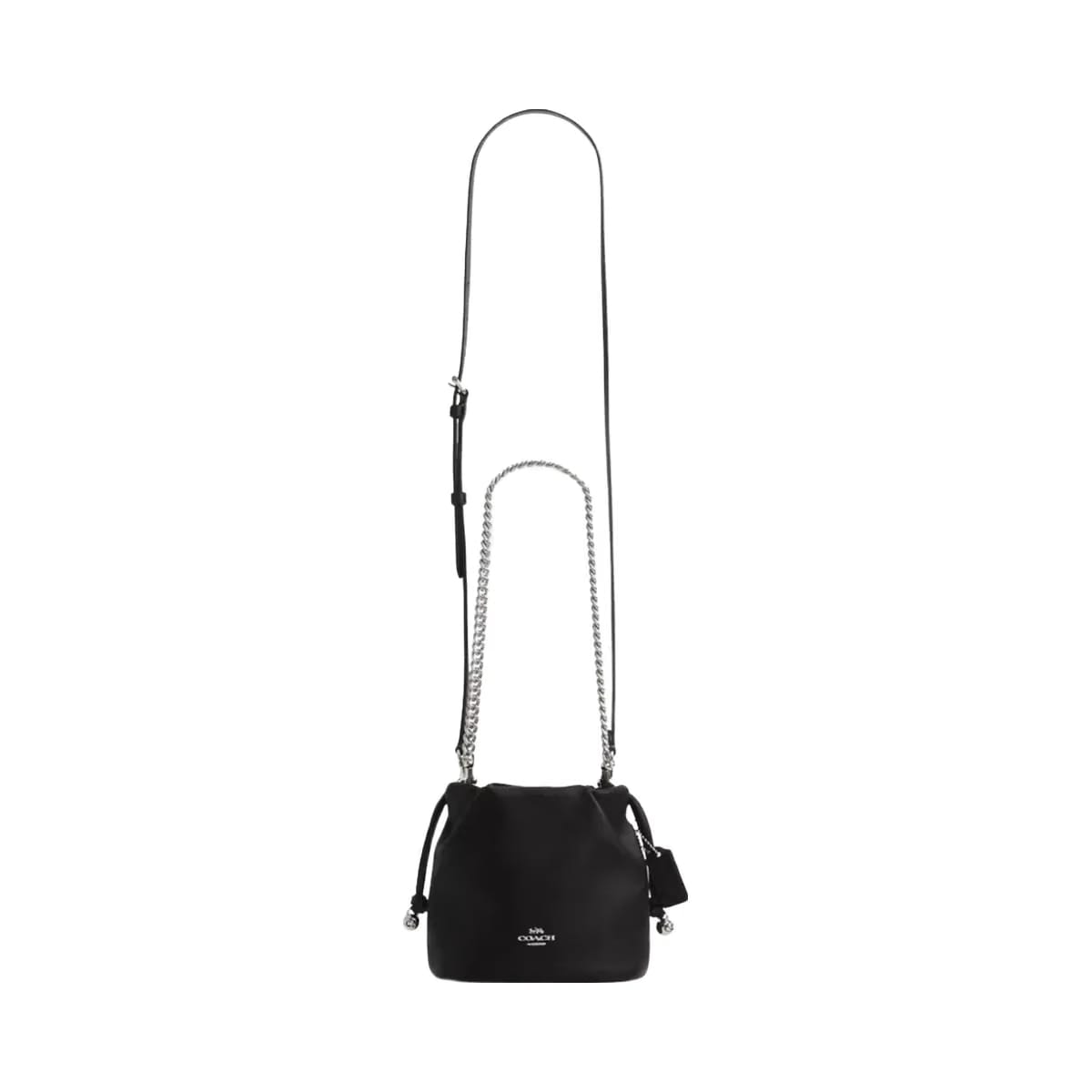 Coach Faye Mini Drawstring Bag in Silver Black